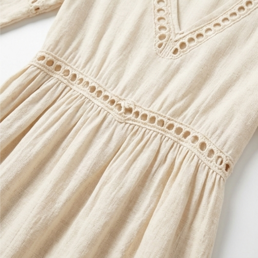 Summer Dresses for Women, Crochet Trim Midi Dress with Pockets