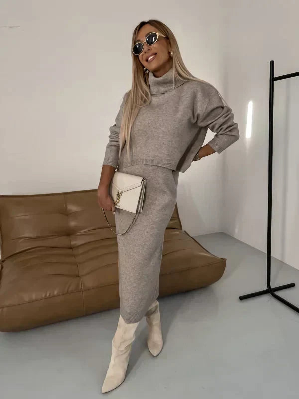 Summer Dresses for Women, Turtleneck Long Sleeve Midi Dress