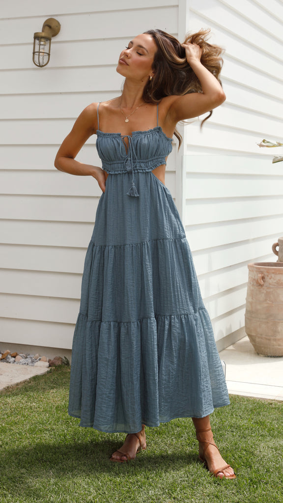 Summer Dresses for Women with Spaghetti Straps and Tiered Maxi Skirt