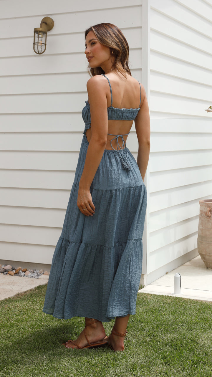 Summer Dresses for Women with Spaghetti Straps and Tiered Maxi Skirt