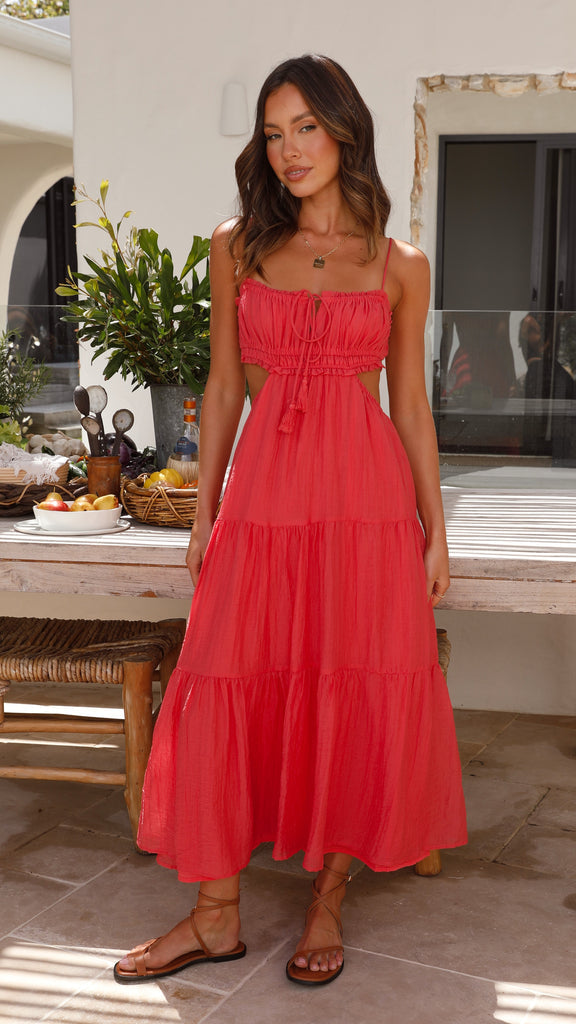 Summer Dresses for Women with Spaghetti Straps and Tiered Maxi Skirt