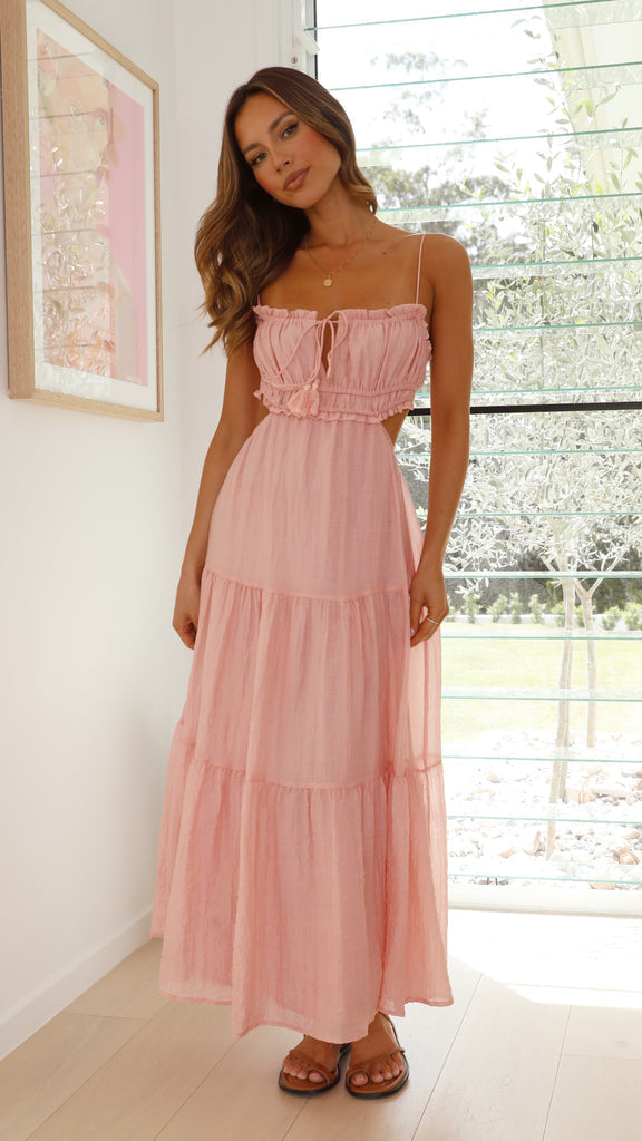 Summer Dresses for Women with Spaghetti Straps and Tiered Maxi Skirt