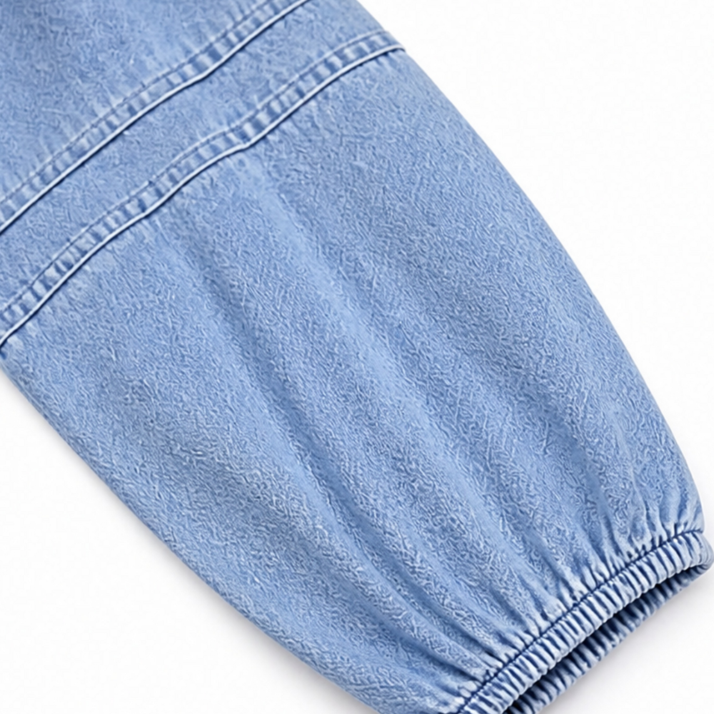 Summer Dresses: Women's Denim Babydoll Midi Dress with Puff Sleeves