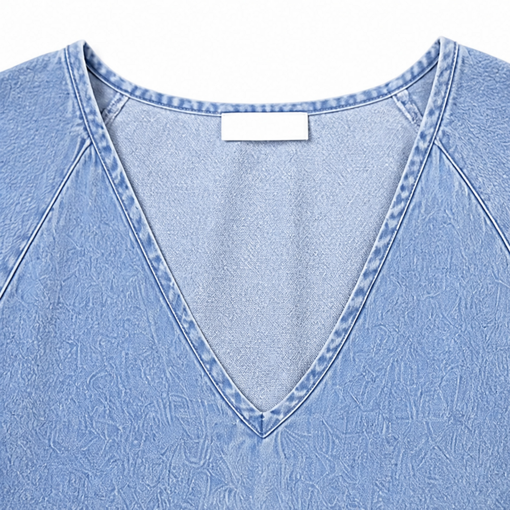 Summer Dresses: Women's Denim Babydoll Midi Dress with Puff Sleeves