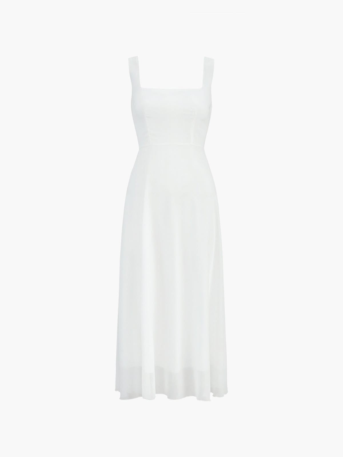 Summer Dresses - Women's Square Neck Sleeveless A-Line Midi Dress