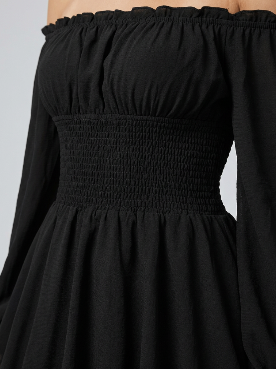 Summer Play Suits Women's Off-Shoulder Playsuit with Shirred Waist