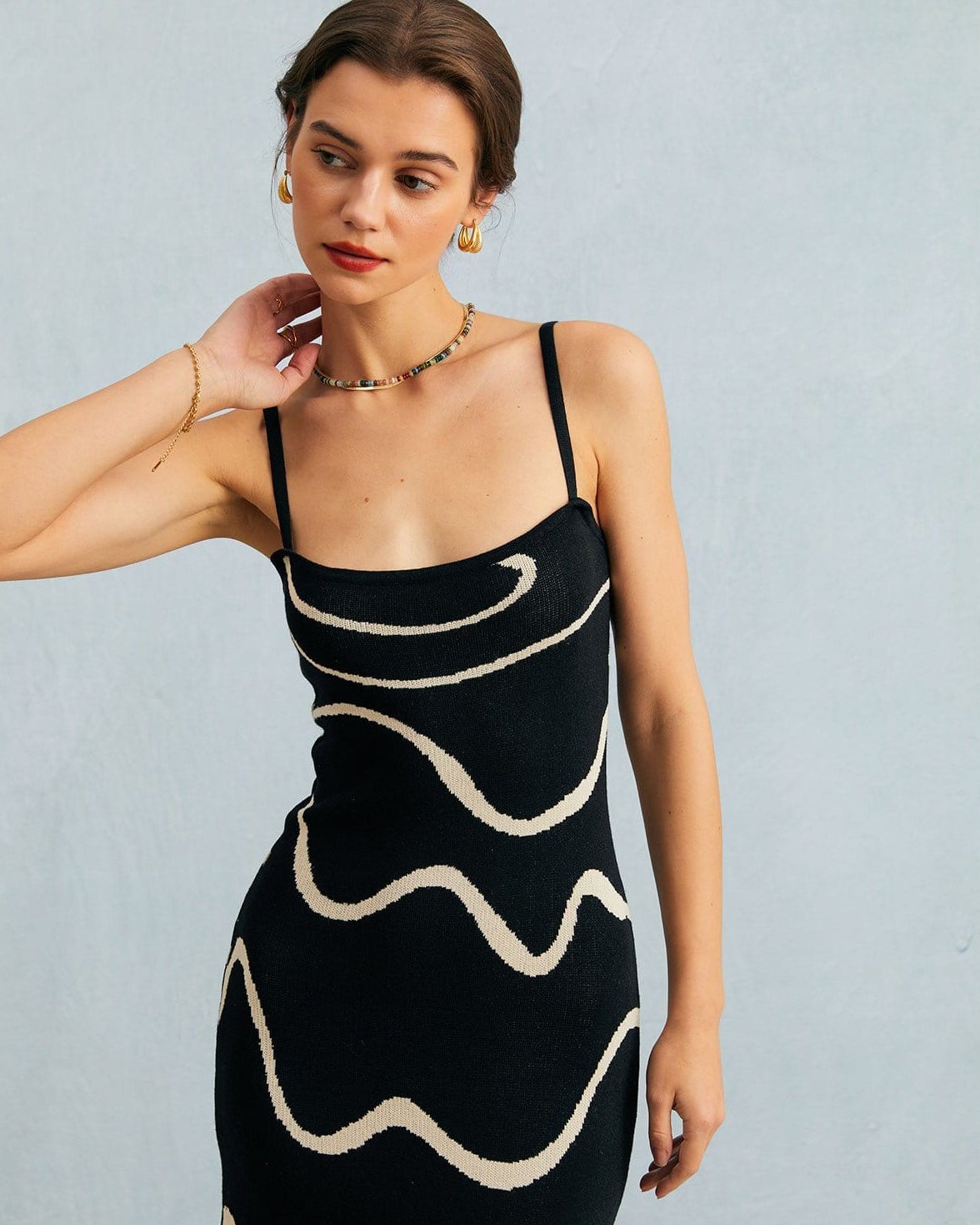 Women's Bodycon Midi Dress with Cotton Modal Blend and Mermaid Hem