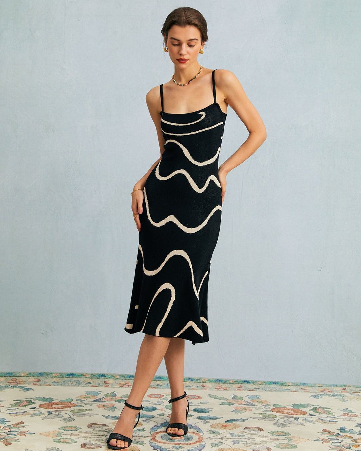 Women's Bodycon Midi Dress with Cotton Modal Blend and Mermaid Hem
