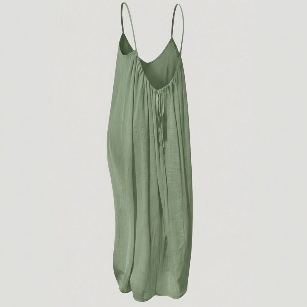 Women's Flowy Maxi Sundress with Open Back and Spaghetti Straps