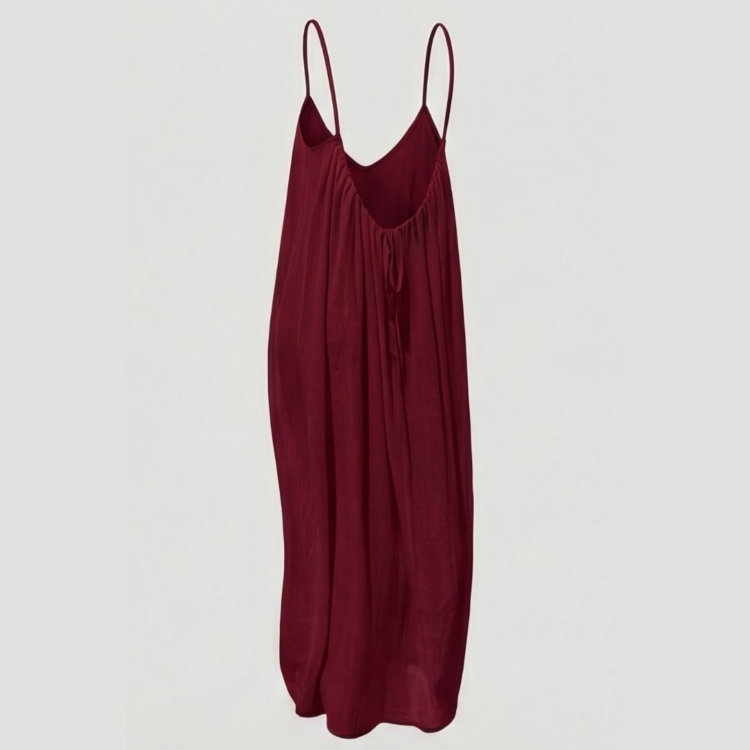 Women's Flowy Maxi Sundress with Open Back and Spaghetti Straps