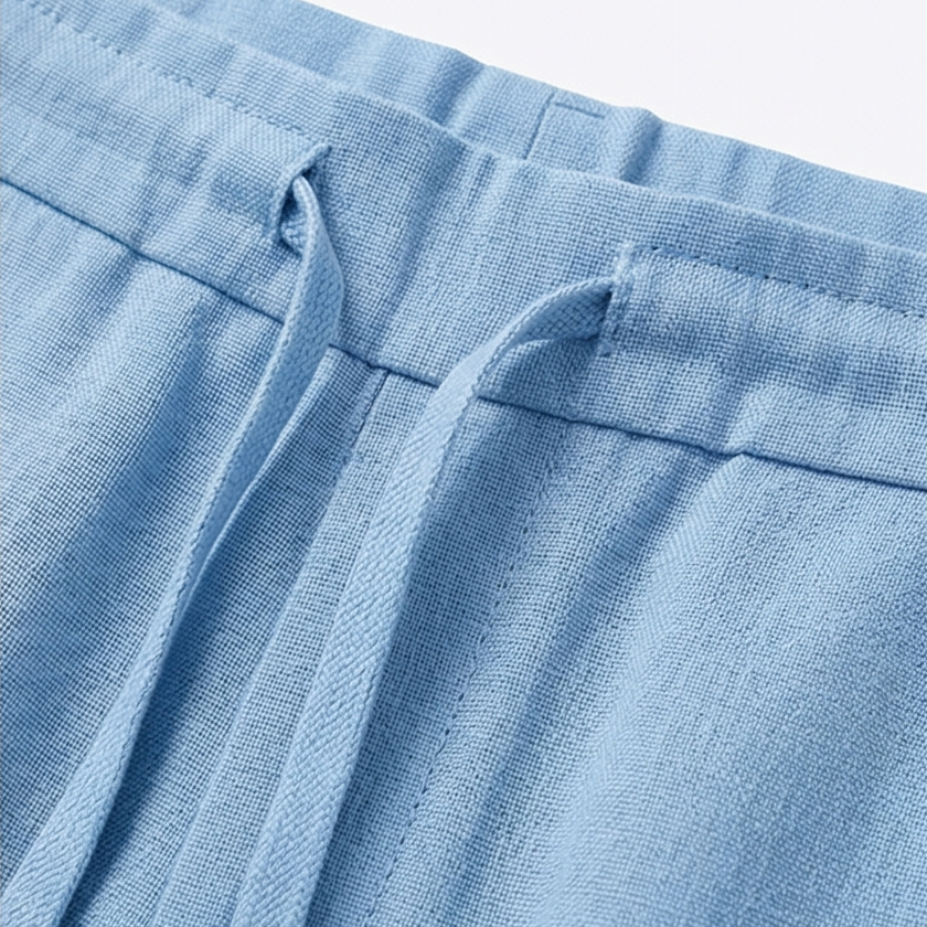 Women's Relaxed Linen-Look Pants in Summer with Drawstring Waist
