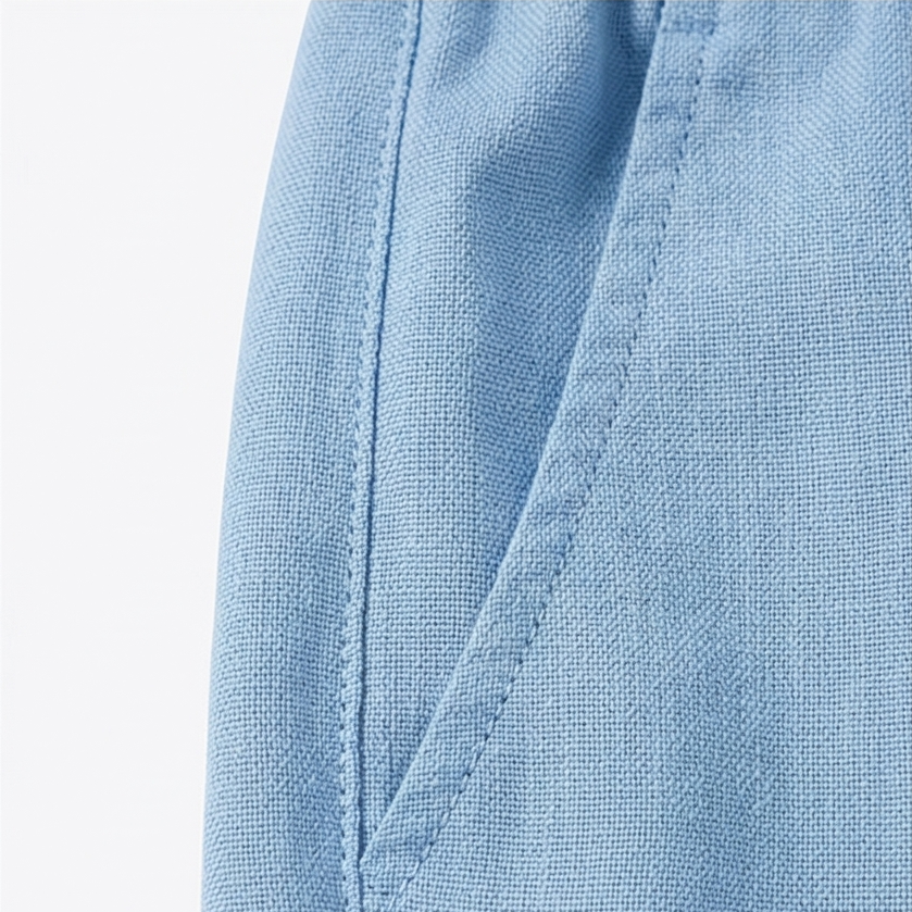 Women's Relaxed Linen-Look Pants in Summer with Drawstring Waist