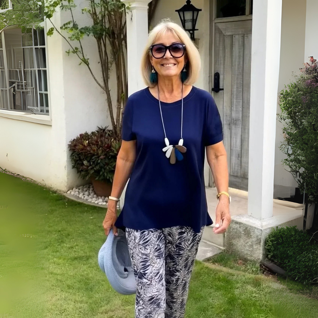 Women's Summer 2 Piece Sets with Asymmetric Hem and Patterned Pants