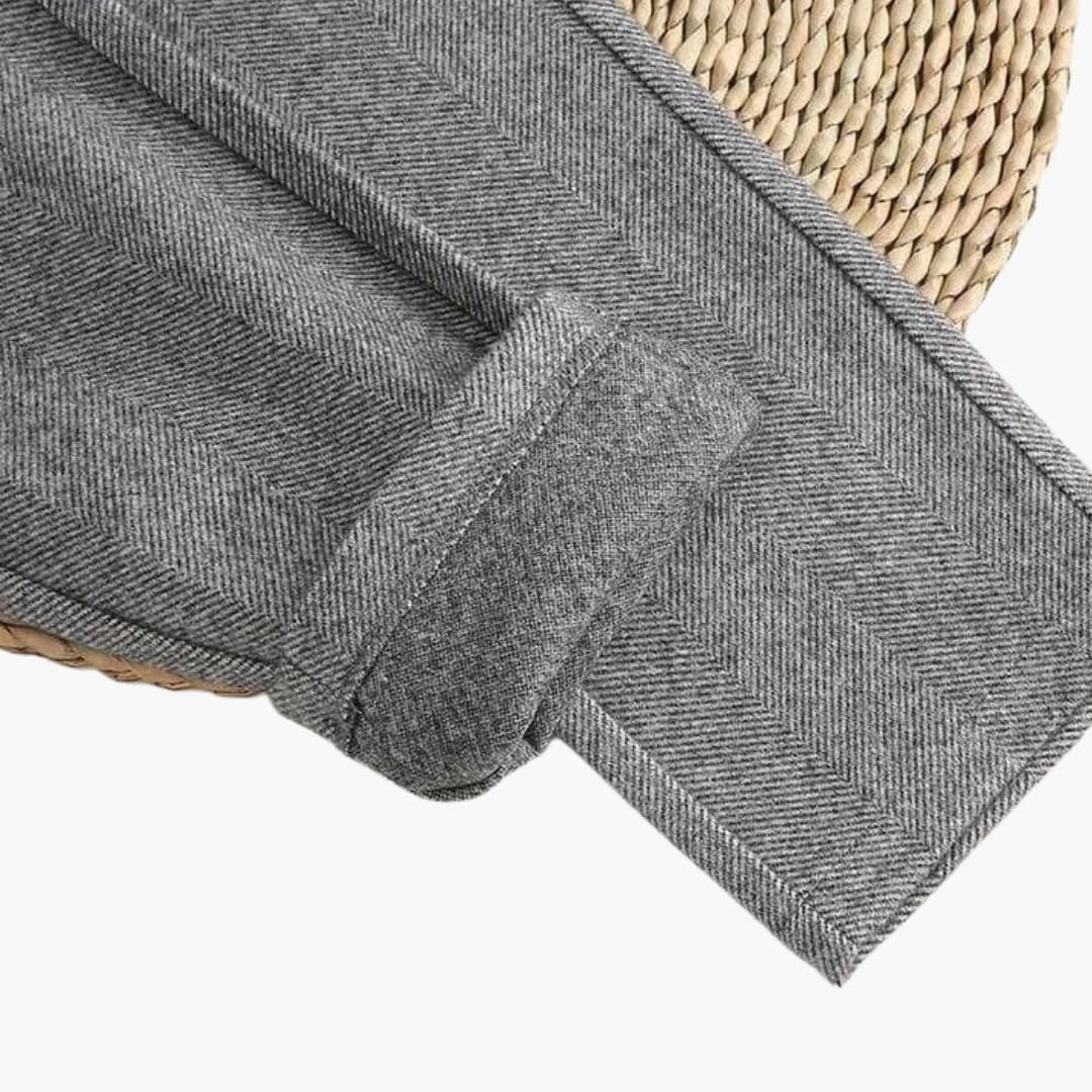 Women's Tailored Pants in Summer Herringbone Tweed Look with Pleats